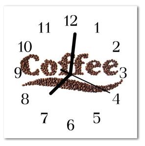 Ceas de perete din sticla pătrat „“ Cafea“Bucatarie Brun, Alb