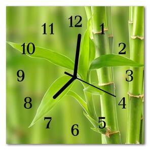 Ceas de perete din sticla pătrat Bamboo Plante Flori și plante verzi