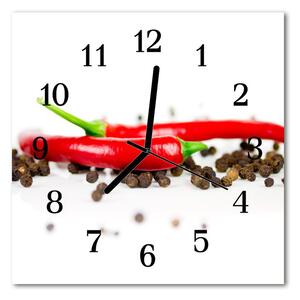 Ceas de perete din sticla pătrat Paprika Pepper Food and Drinks Red
