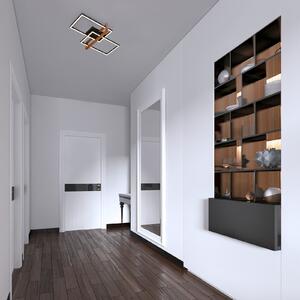 Briloner Plafonieră LED 3776015 2 becuri cu lemn, Negru, Camera de zi / sufragerie, Metal, Modern