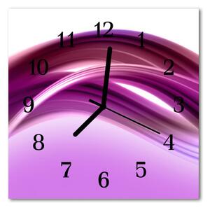 Ceas de perete din sticla pătrat Abstract Lines Art Purple
