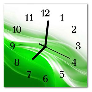 Ceas de perete din sticla pătrat Abstract Art Green