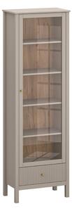 Vitrina pentru living KLEO, taupe, PAL laminat, cu iluminare LED, 65x3