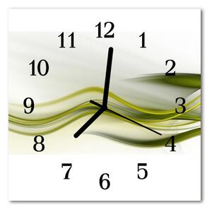 Ceas de perete din sticla pătrat Abstract Lines Art Green