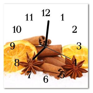 Ceas de perete din sticla pătrat Vanilie Lemon Food and Drinks Brown, galben