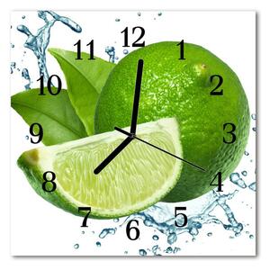 Ceas de perete din sticla pătrat Lime Green Fruit