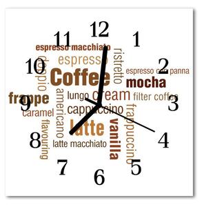 Ceas de perete din sticla pătrat Cafea Alimente și băuturi Brown