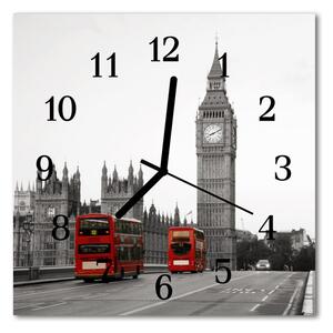 Ceas de perete din sticla pătrat Londra Băuturi Red
