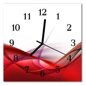 Ceas de perete din sticla pătrat Abstract Art Red