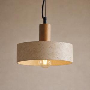 Lucande Lampă suspendată Carlotta, cu 1 bec, Ø 27 cm, bej, beton, reglabil, Bej, Camera de zi / sufragerie, Beton, Modern