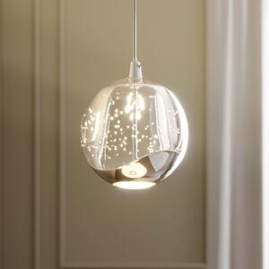 Lucande Lampă suspendată LED Hayley, Ø 9 cm, crom, sticlă