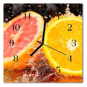 Ceas de perete din sticla pătrat Fructe fructe Orange