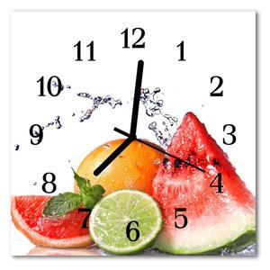 Ceas de perete din sticla pătrat Fructe de fructe Multi-colorat