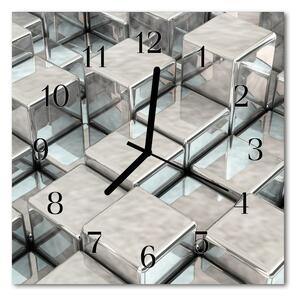 Ceas de perete din sticla pătrat Cube Cube Gray