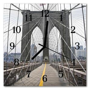 Ceas de perete din sticla pătrat Podul Brooklyn Podul Brooklyn Gray