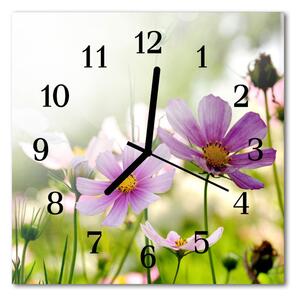 Ceas de perete din sticla pătrat Meadow Peisaj multicolor
