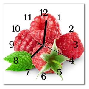 Ceas de perete din sticla pătrat Zmeură de fructe roz