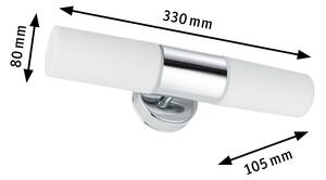 Paulmann Lenia aplică perete IP44 crom/opal 2 bec., reglabil, Metalic, Baie, Metal, Modern