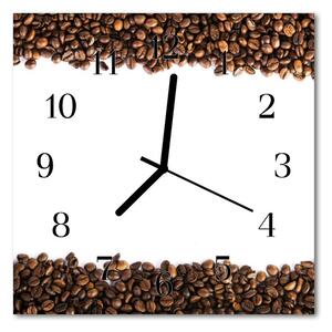 Ceas de perete din sticla pătrat Boabe de cafea Alimente și băuturi Brown