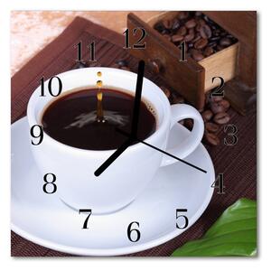 Ceas de perete din sticla pătrat Cafea Alimente și băuturi Brown