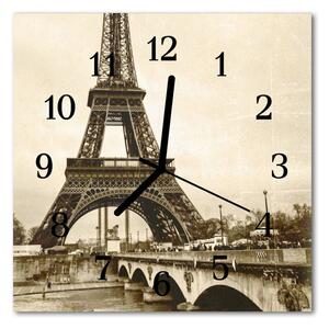 Ceas de perete din sticla pătrat Paris Towns Gray
