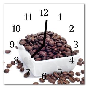 Ceas de perete din sticla pătrat Boabe de cafea Alimente și băuturi Brown