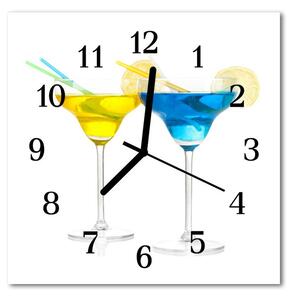 Ceas de perete din sticla pătrat Cocktail Alimente și băuturi Multi-colorat