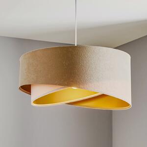 Maco Design Lampă suspendată Vivien, tricoloră, crem/alb/auriu, reglabil, Bej, Camera de zi / sufragerie, Țesătură / Textil, Modern