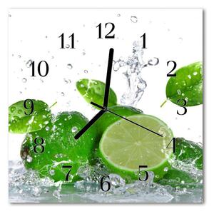 Ceas de perete din sticla pătrat Lime Green Fruit