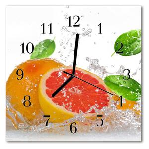 Ceas de perete din sticla pătrat Grapefruit Grapefruit Orange
