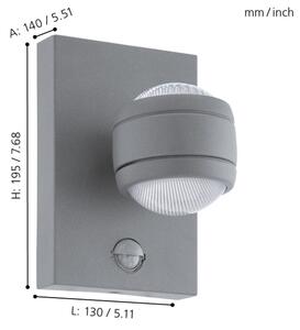 Eglo 96019 - Aplica LED de exterior cu senzor SESIMBA 1, 2xLED/3,7W, IP44