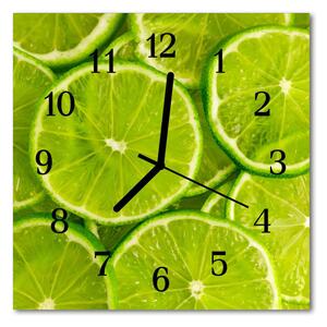 Ceas de perete din sticla pătrat Lime Green Fruit