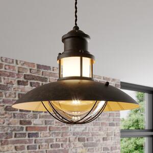 Lampă suspendată Lindby Louisanne, maro, metal, Ø 35 cm