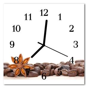 Ceas de perete din sticla pătrat Boabe de cafea Alimente și băuturi Brown