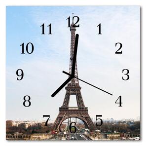 Ceas de perete din sticla pătrat Turnul Eiffel Arhitectura Brown