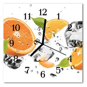 Ceas de perete din sticla pătrat Portocale fructe Orange
