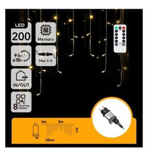 Aigostar - Ghirlandă LED de Crăciun pentru exterior 200xLED/6W/230V/8 funcții 3x1m IP44 alb cald+telecomandă