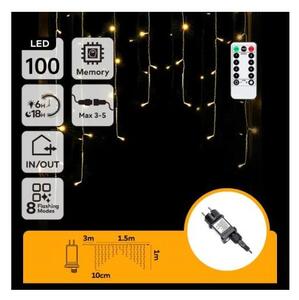 Aigostar - Ghirlandă LED de exterior pentru Crăciun, 100 LED / 6W / 230V, 8 funcții, 1,5 x 1 m, IP44, alb cald + telecomandă