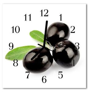 Ceas de perete din sticla pătrat Măsline masline negre