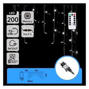 Aigostar - Ghirlandă LED de Crăciun pentru exterior 200xLED/6W/230V/8 funcții 3x1m IP44 alb rece+telecomandă