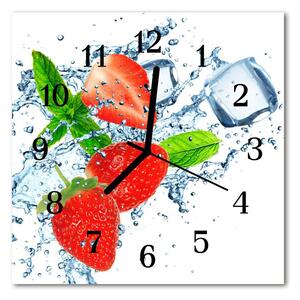 Ceas de perete din sticla pătrat Căpșuni fructe roșii