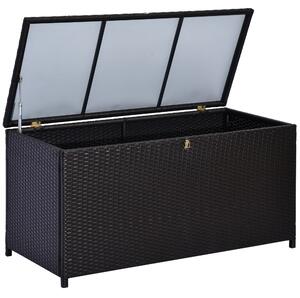 Outsunny Cufăr de Exterior de 284L din Ratan PE cu Pistoane cu Gaz și Cadru Metalic, 118x54x59 cm, Maro Închis | Aosom Romania