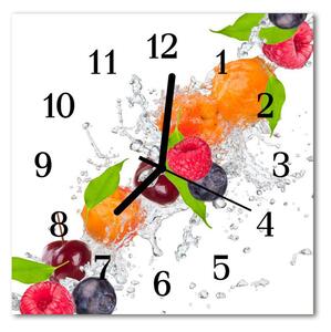 Ceas de perete din sticla pătrat Fructe de fructe Multi-colorat