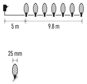 Instalație LED de Crăciun de exterior 50xLED/8 moduri 14,8m IP44 multicolor