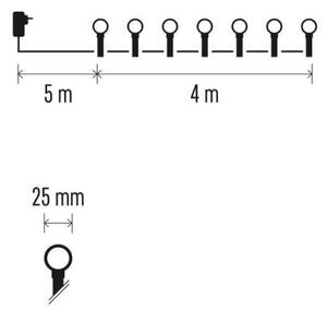 Ghirlandă LED pentru exterior, 40xLED/9m, IP44, alb cald