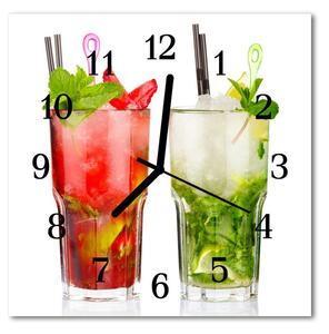 Ceas de perete din sticla pătrat Cocktail-uri Băuturi Roșu, verde
