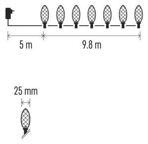 Ghirlandă luminoasă LED de exterior, 50 LED-uri, 8 funcții, 14,8 m, IP44, alb rece