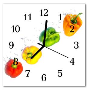 Ceas de perete din sticla pătrat Paprika Paprika Multi-colorat