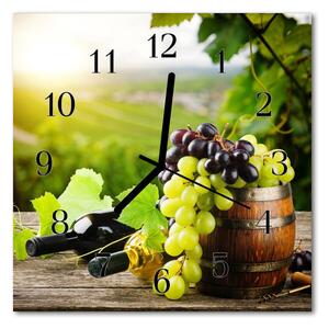 Ceas de perete din sticla pătrat Struguri de vin Alimente și băuturi Multi-colorat