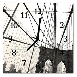 Ceas de perete din sticla pătrat Podul Brooklyn Arhitectura Gray